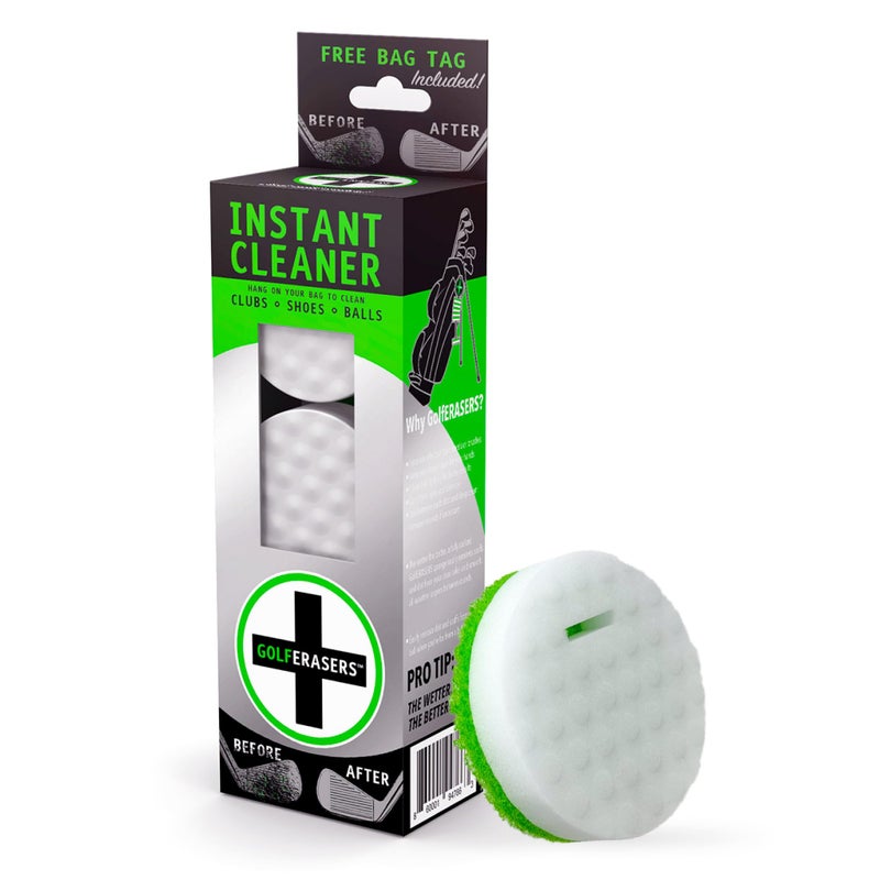 GolfERASERS Instant Golf Eraser with Bag Tether, Premium Dual-Sided Sponge for Cleaning Clubs, Shoes & Golf Balls - Golf Club Cleaner, Golf Ball Cleaner, Golf Club Groove Cleaner, 6 Pack - Image 1